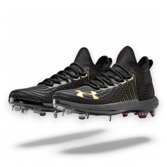 Under Armour Harper 4 Low St Metal Baseball Cleats Mens Size 15 Black/Gold NEW - Picture 1 of 12